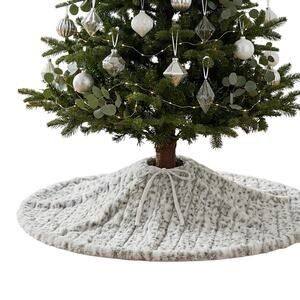 Rachel Zoe Faux Fur Tree Skirt Multi-Tonal Grey Tan Spotted Shag 48" Round